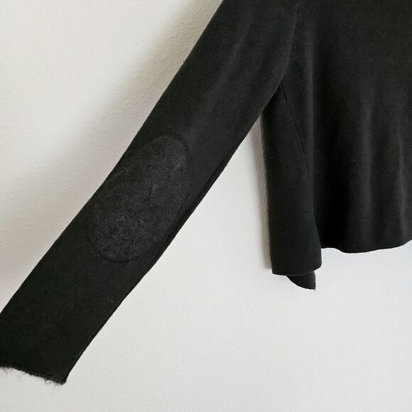 Part Two Merino Wool Open Cardigan Womens Size M Elbow Patches Brown Green - Picture 5 of 6